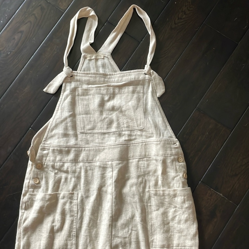 Tan linen romper